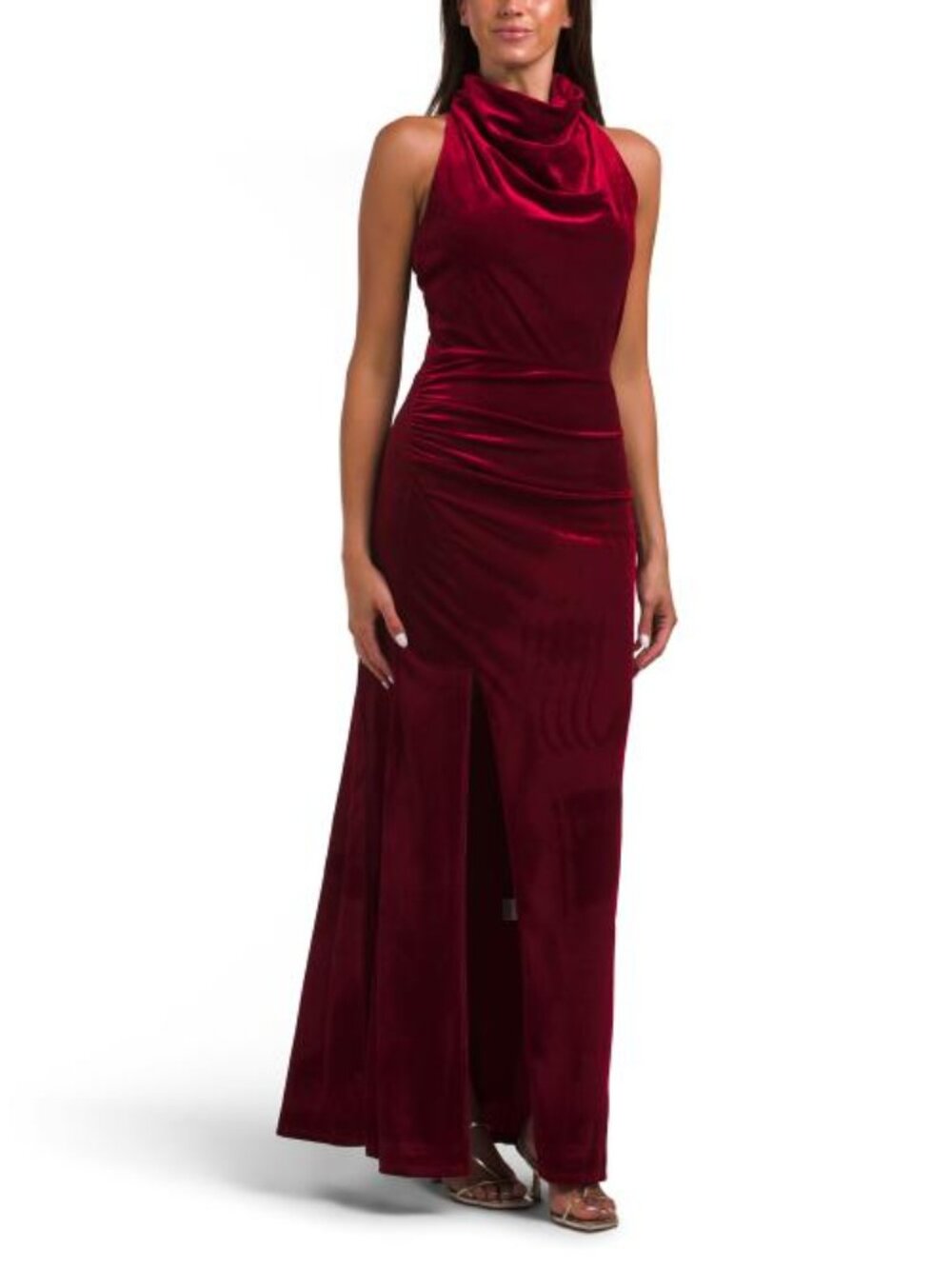 TAYLOR Velvet Cowl Neck Fit And Flare Dress - Picture 1 of 5